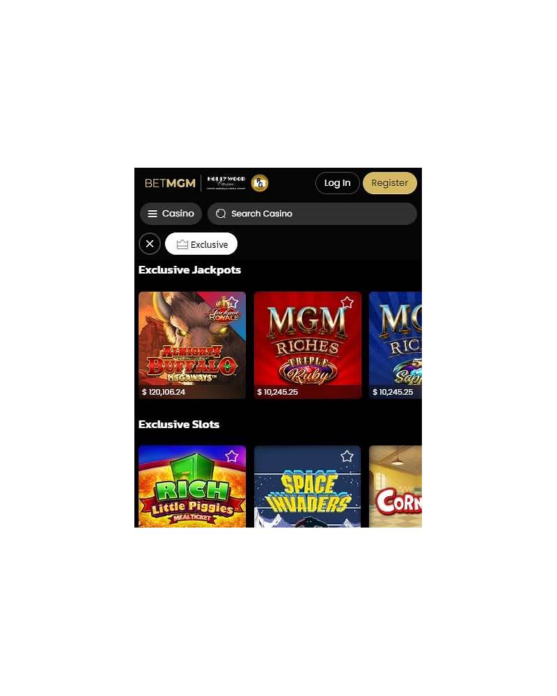BetMGM online casino lobby with slots and live dealer games